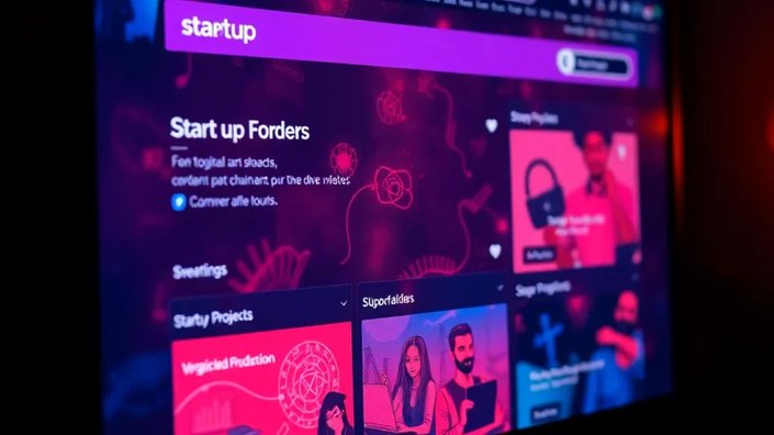 tela de plataforma de crowdfunding mostrando projetos de startups com opções de investimento